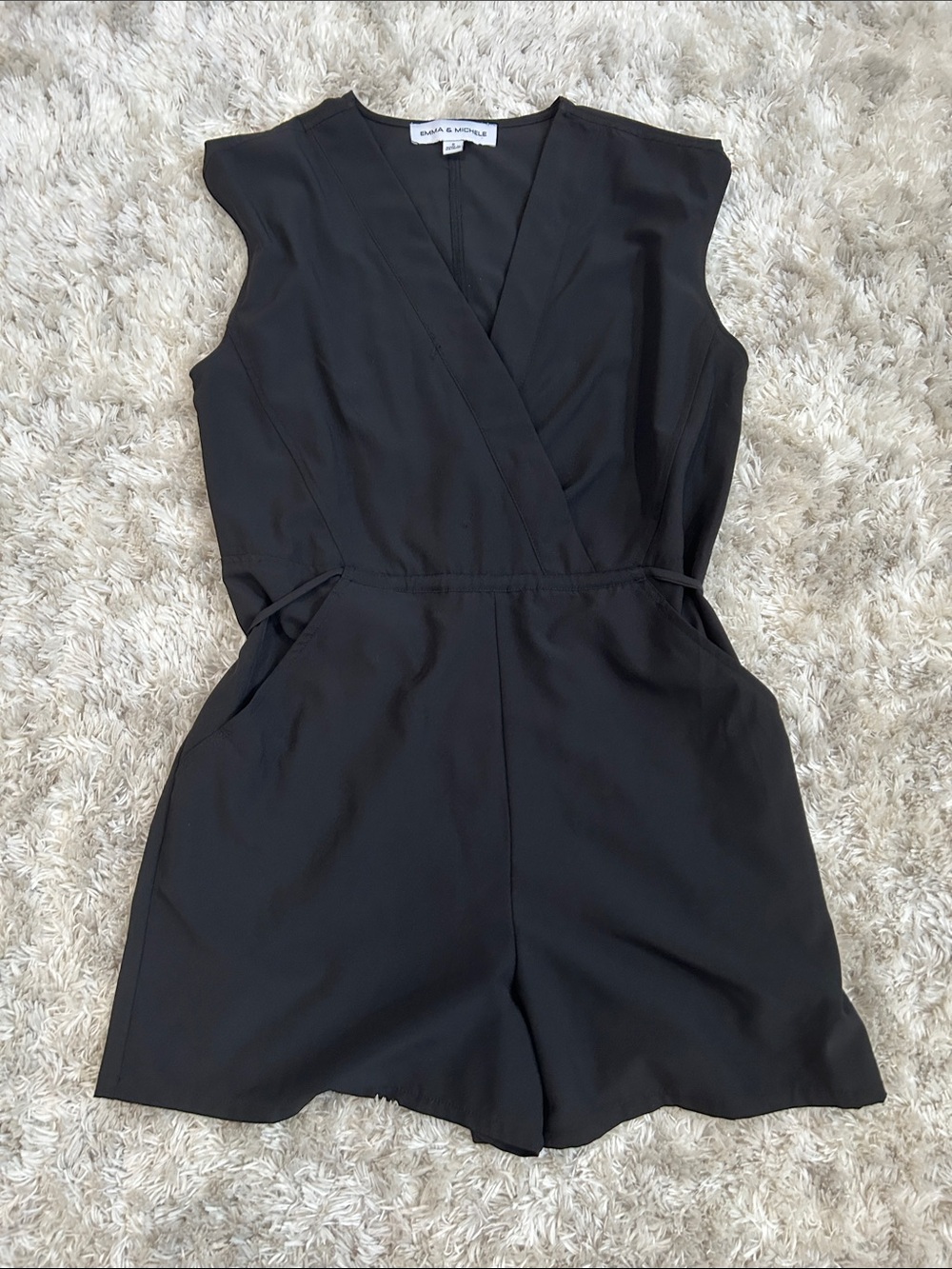 Black Sleeveless Wrap Romper